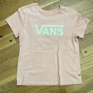 Vans T-Shirt Pink Flocked Logo Letters Short Sleeve Cotton Size Small